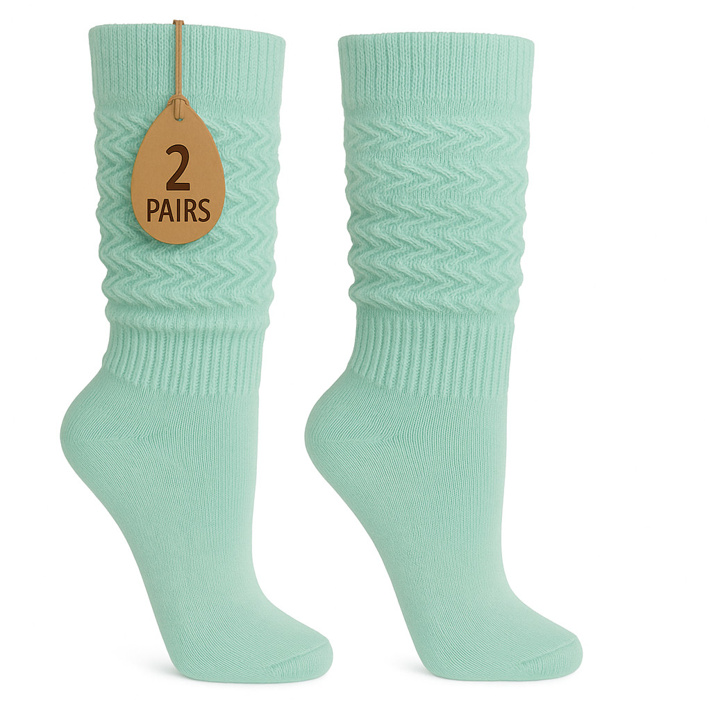 Slouch Socks Women and Men Extra Tall Heavy Socks 2 PAIRS Size 9-11