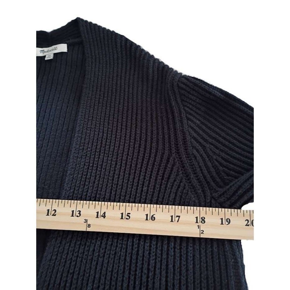 Madewell Charcoal Ribbed Knit Open Front Cotton Cardigan Sweater Womens Fits S/M