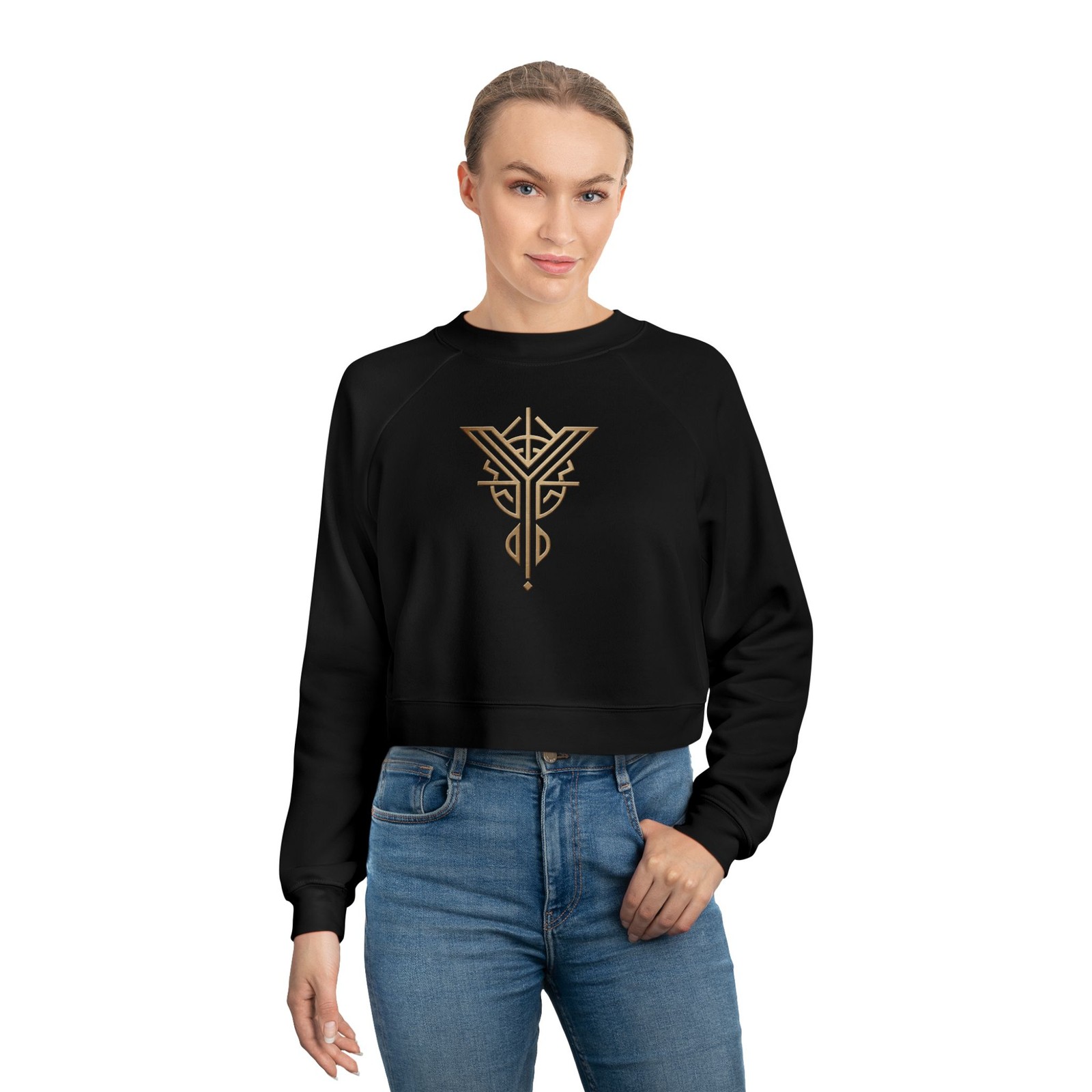 Geometric Crescent Sigil Cropped Pullover Cropped Sweatshirt