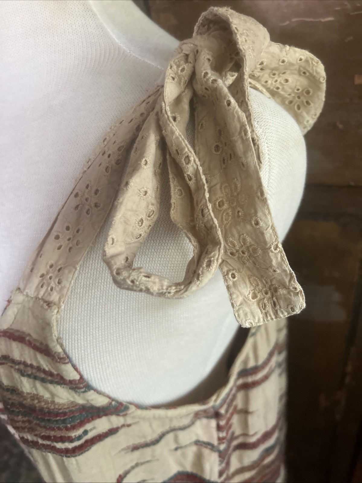 A Rare Bird Tiger Lily Dress Eyelet Shoulder Ties Southwest One Size NWT