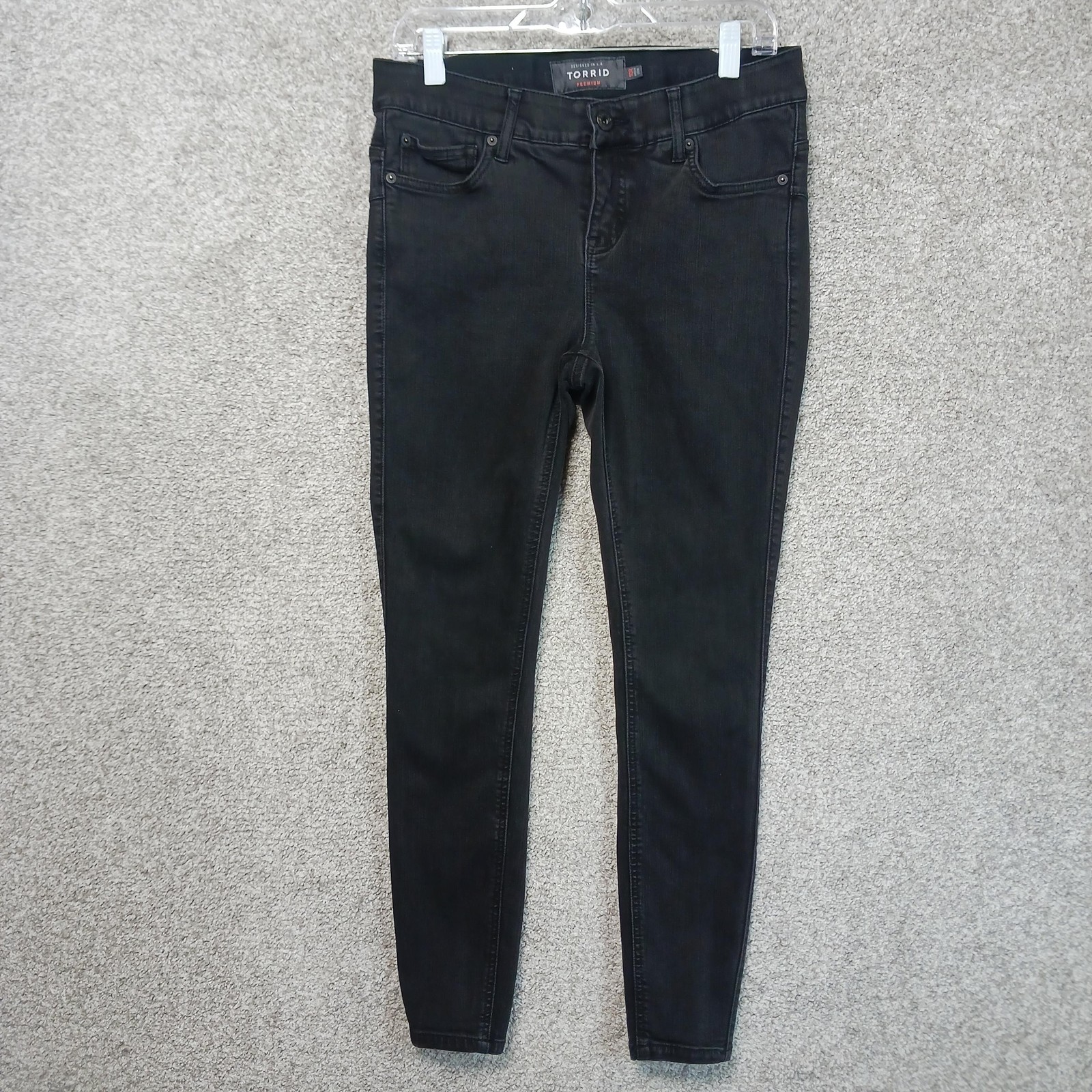 Torrid Bombshell Skinny Jeans Womens 10R Black Charcoal Wash Mid Rise 32×28
