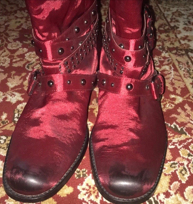 Jessica Bennett Studded Distressed Norton Boot Red Size 7.5 Embellished