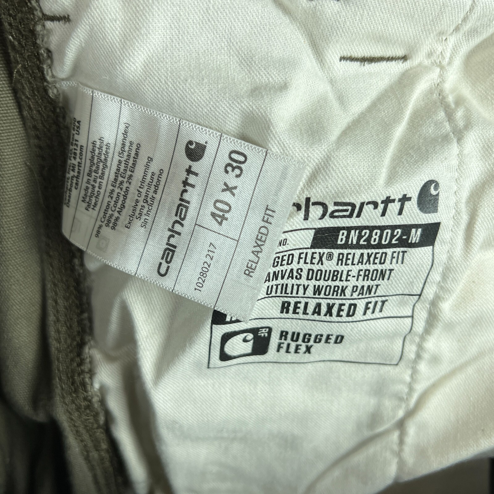 Carhartt Pants Mens 40×30 Green Relaxed Fit Double Knee Work Pants 102802-217