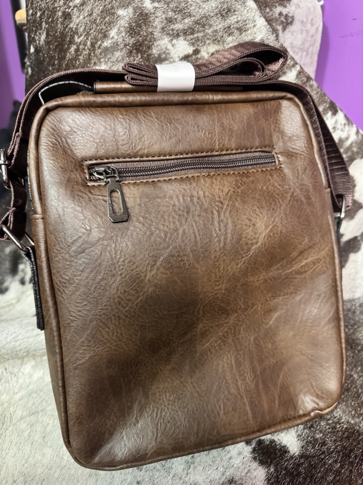 La Philipe Miami Men’s Cross Body Leather Messenger Bag Dark Brown NWT