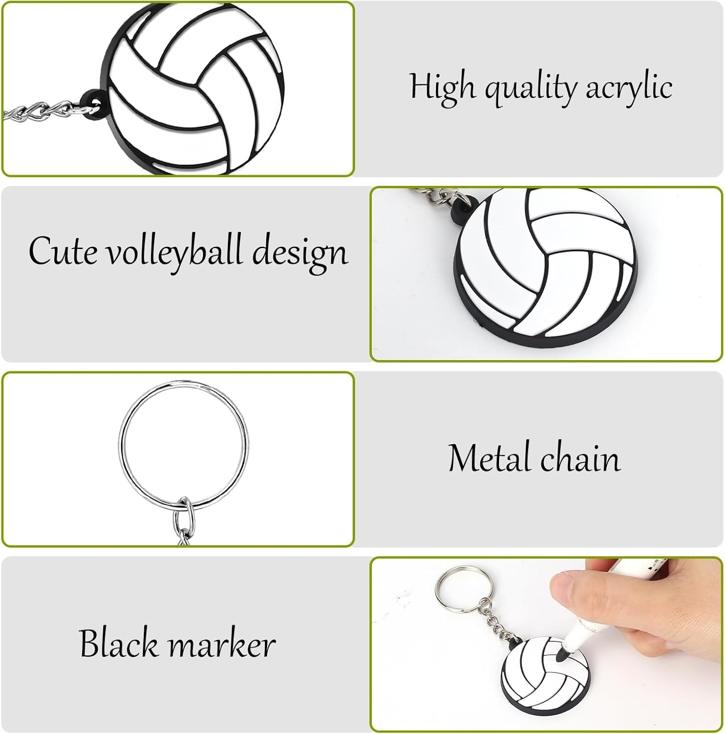 20pcs Volleyball Keychains Sports Team Gifts Party Favors School Reward Birthday