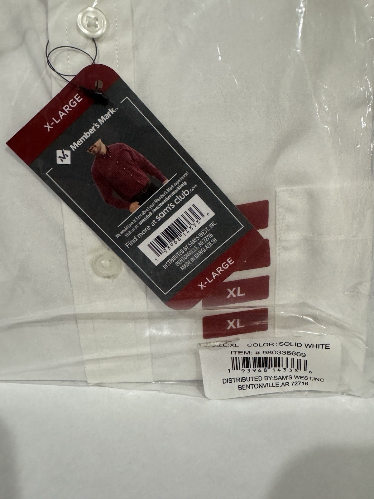 MEMBER’S MARK Men’s Classic Fit Poplin Dress Shirt Big & Tall Sizes XL, XXL