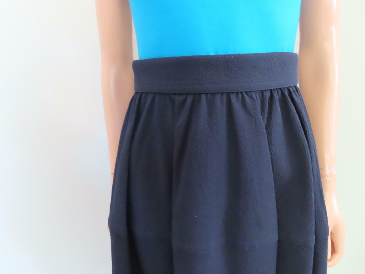 Carven Turquoise/Navy Blue Colorblock Mixed Media A-Line Dress Size F 34/US 2