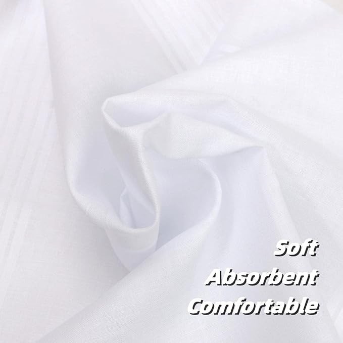 Cotton Handkerchiefs for Men 6 Pack Soft White Pure Cotton Hank