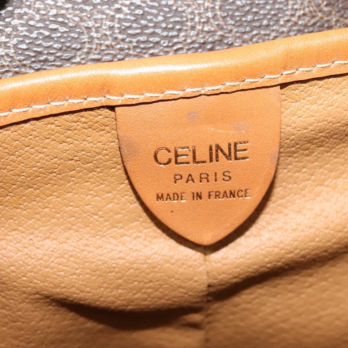 CELINE Macadam Canvas Backpack PVC Leather Brown Gold Auth yk19307