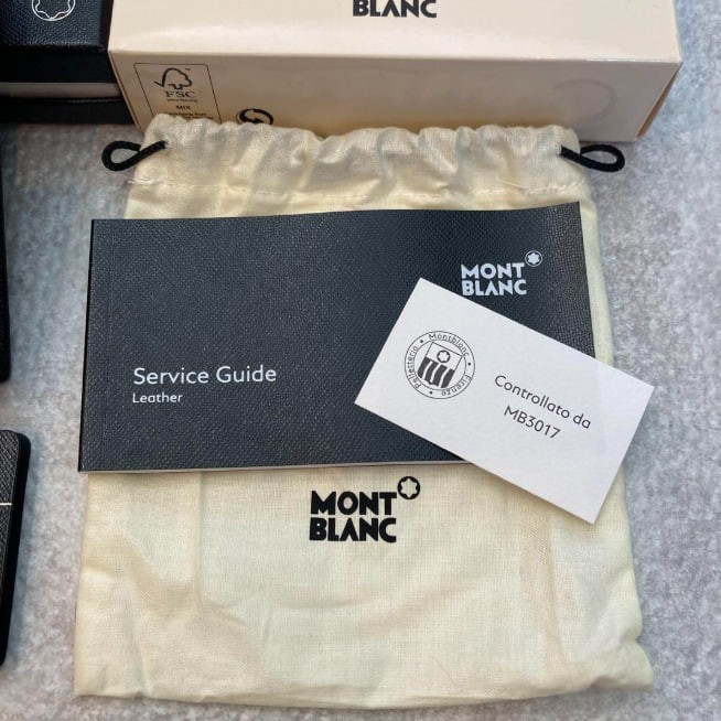 Montblanc Black Leather Card Holder Sartorial 4CC Mini Wallet MB113223 – New