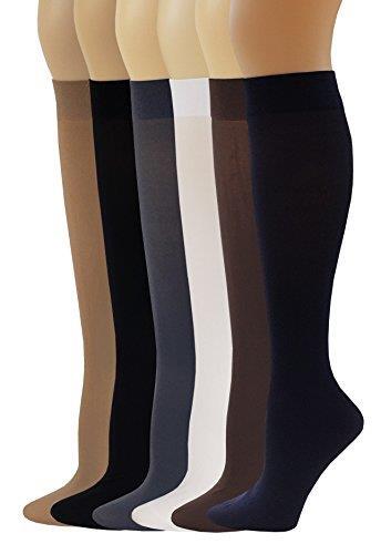 Different Touch Women Opaque Queen Stretchy Spandex Trouser Socks (6 Pairs)