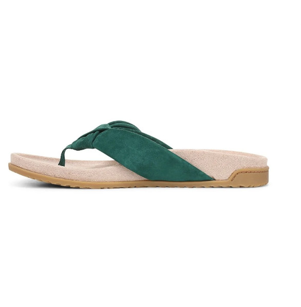 VIONIC Eva Toe Post Sandal – Posy Green Suede, Medium (NEW)