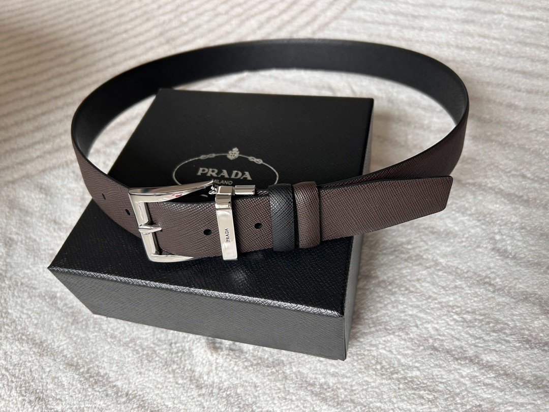 Prada men’s Black/Brown double-sided wearing belt
