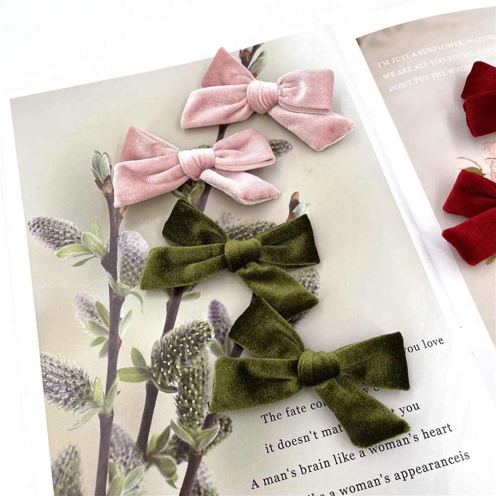 24 Pieces Velvet Bow Hair Clips Barrettes for Baby Girl Hair Bows Alligator C…