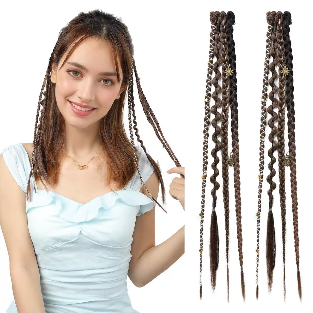 New! A pair(2 sets) Boxing Braid Synthetic Hair Bohemian Extension Clip in