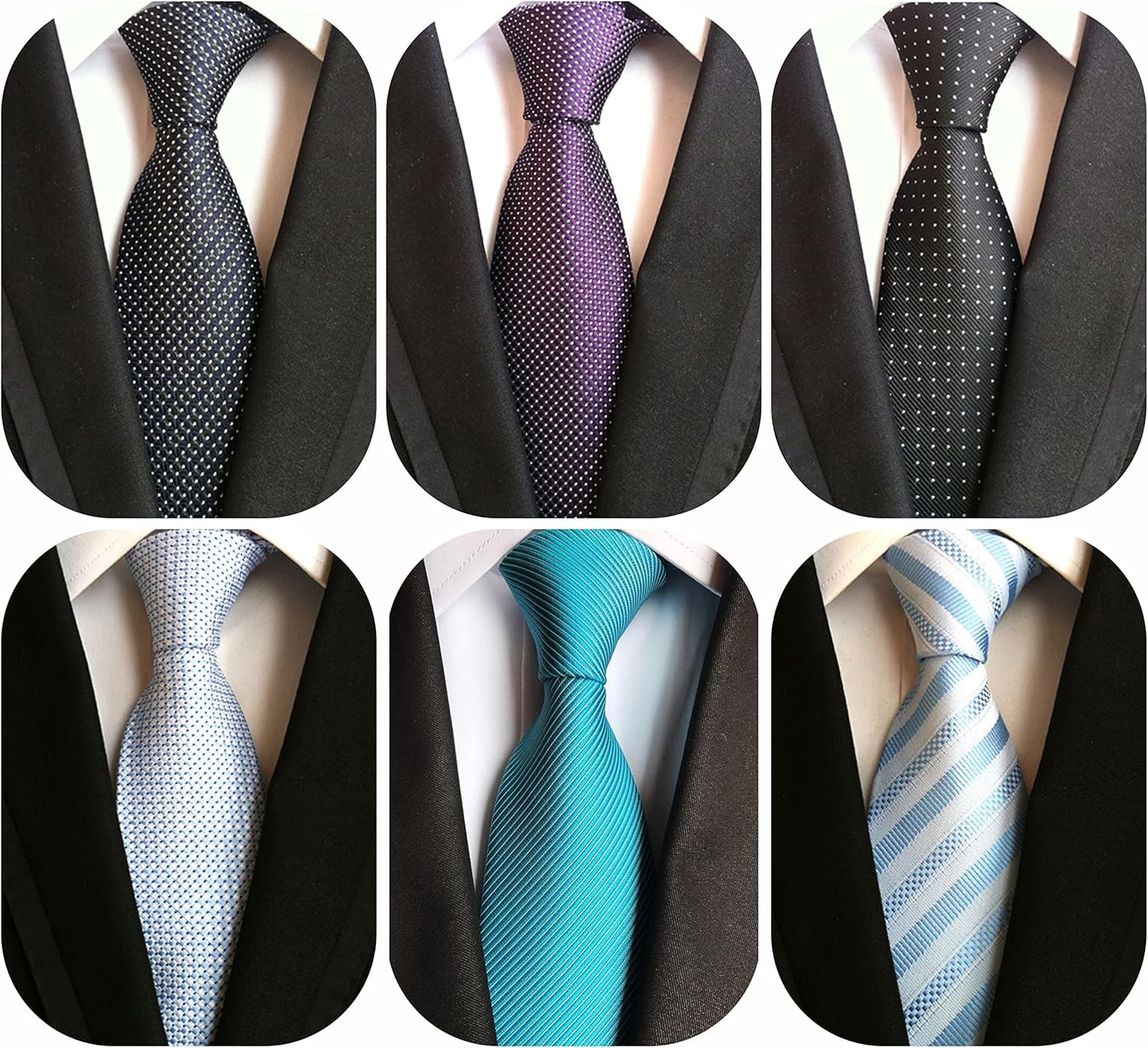 WeiShang Lot 6 PCS Classic Men Silk Tie Necktie Woven JACQUARD Neck Ties