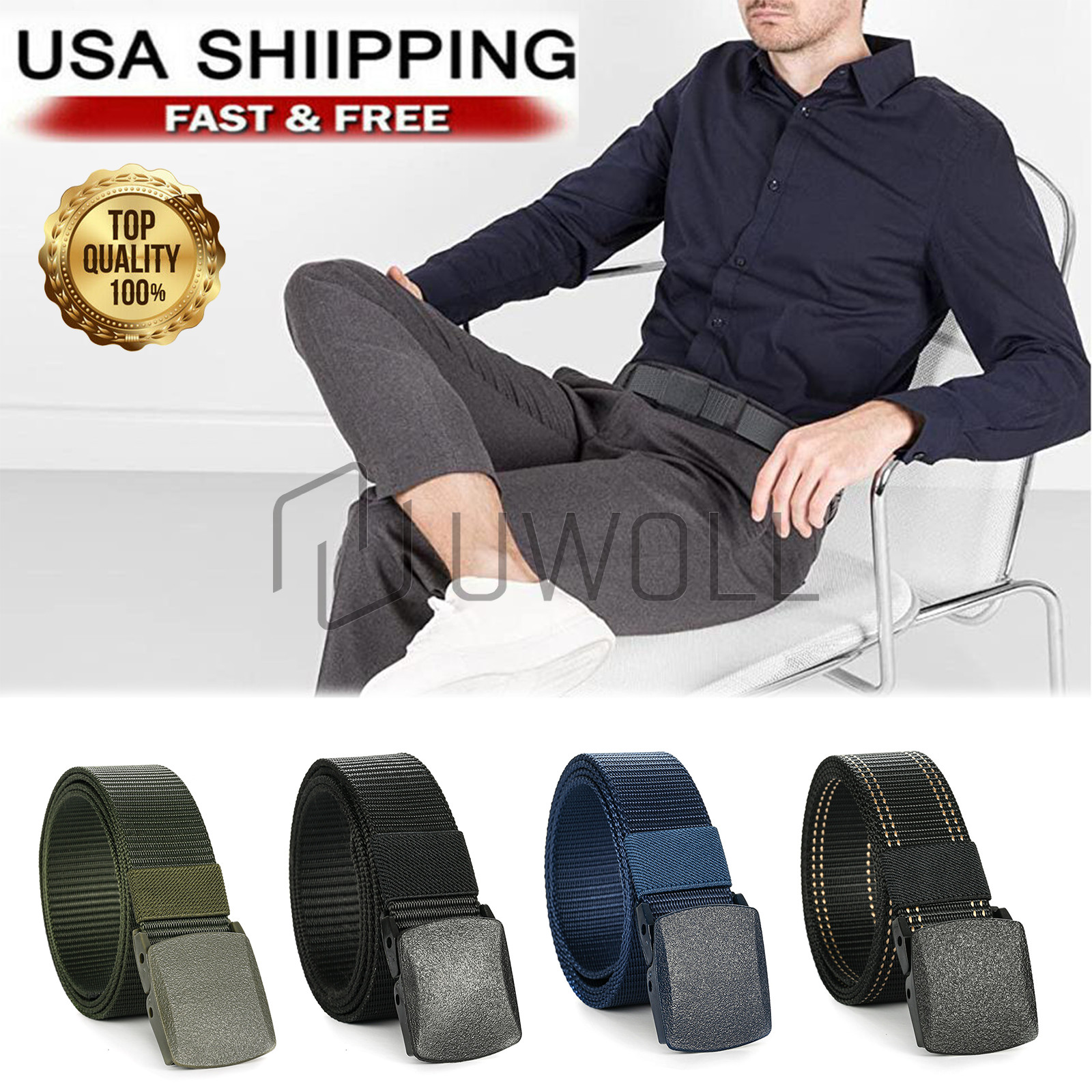 Unisex Outdoor Sports Nylon Belt Non-metallic Non-magnetic Buckle Tactical Belt