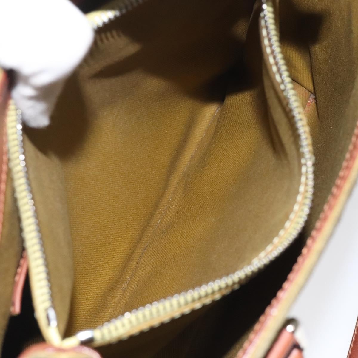 CELINE C Macadam Canvas Hand Bag Suede Green Gold Auth BA2228