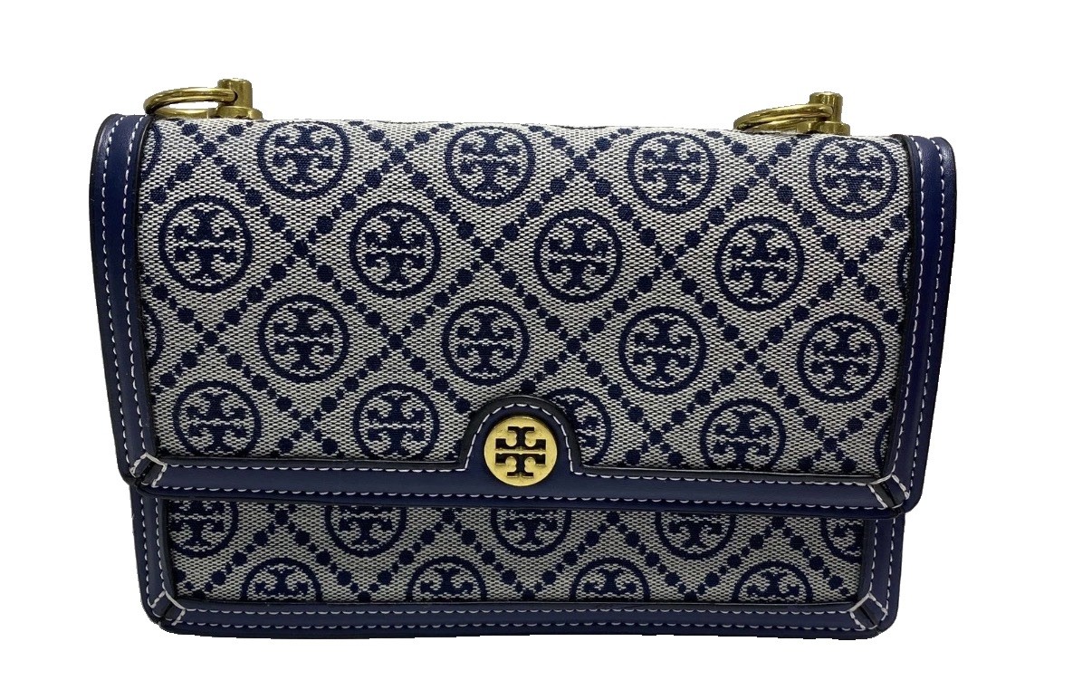 NWT Tory Burch T Monogram Jacquard Wallet Crossbody Clutch Bag Complete Set