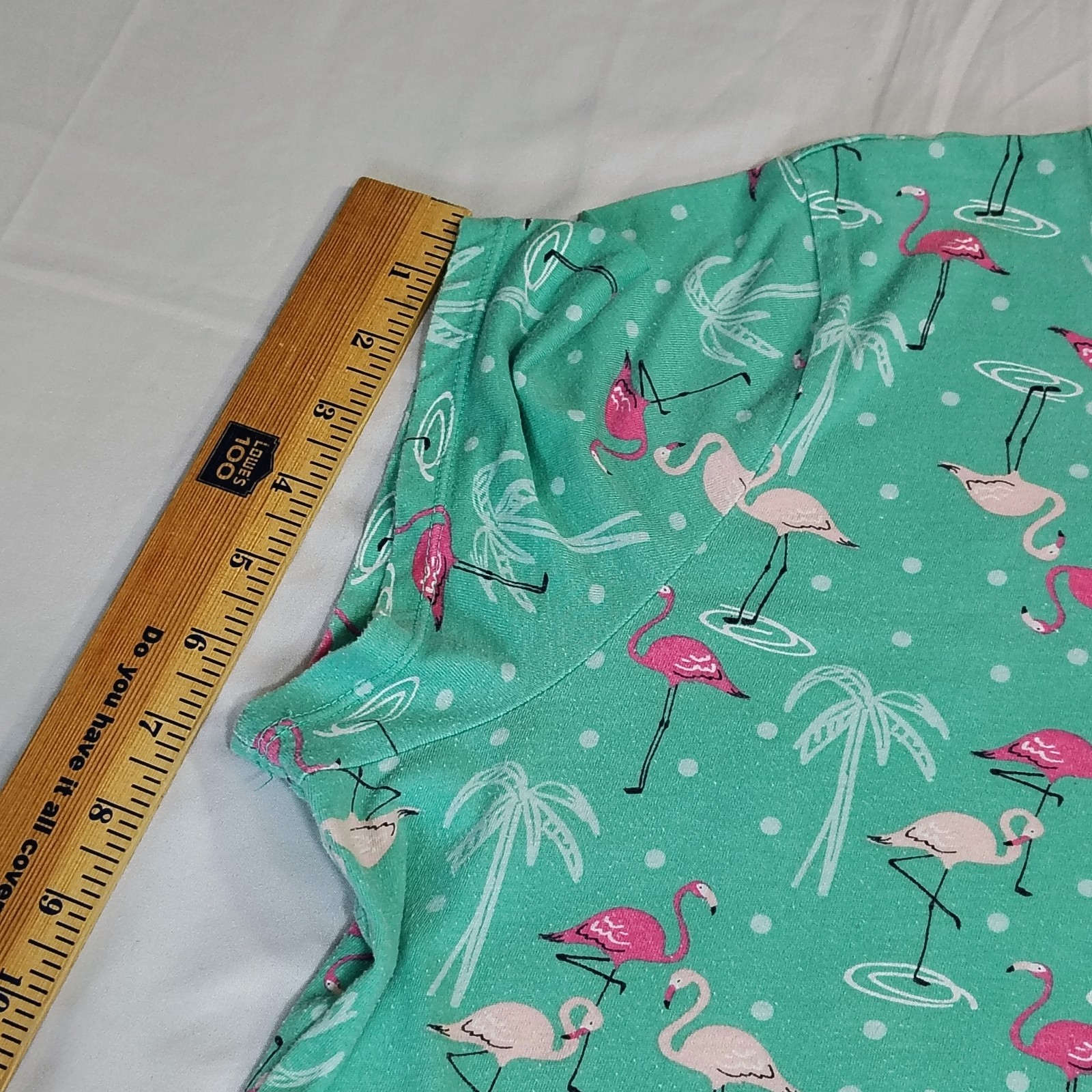 Secret Treasure Green Flamingos Palm Trees Sleepshirt Nightgown Nightshirt