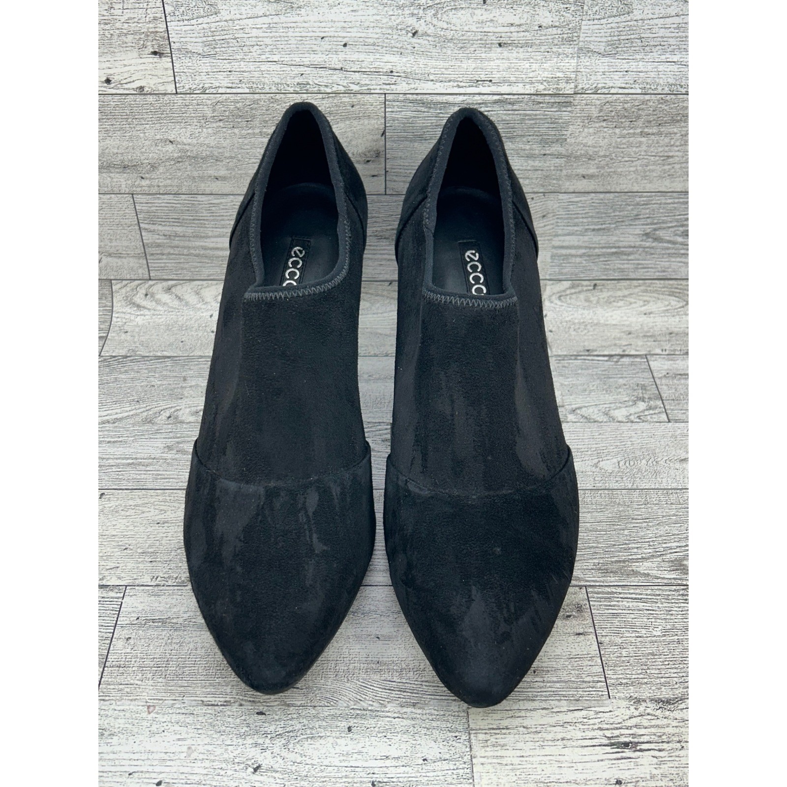 ECCO Shape 75 Black Suede Pointed Toe Ankle Boots Women Sz EU 40 US 9-9.5
