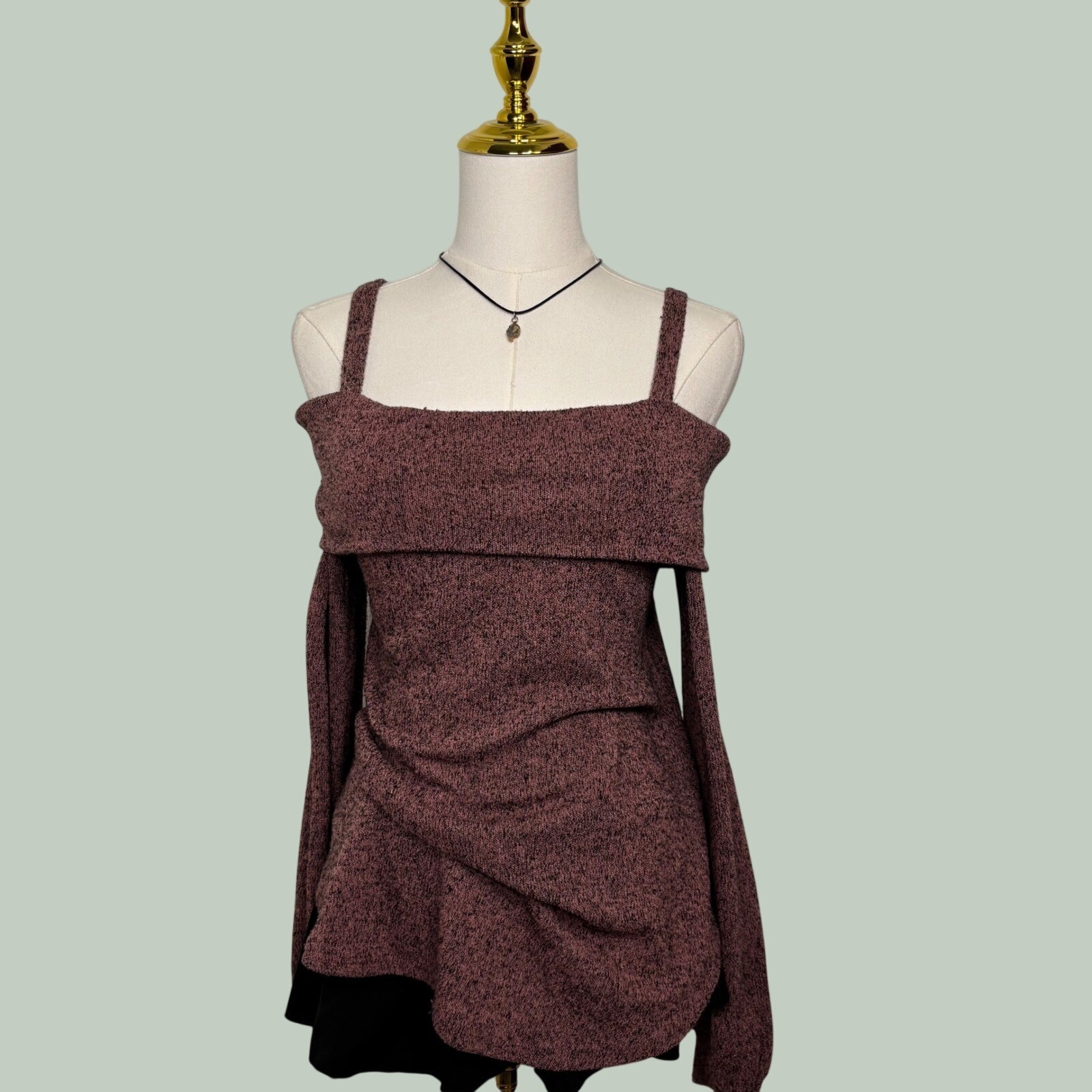 lavender field mauve berry knit sweater off shoulder Y2K whimsigoth alt grunge