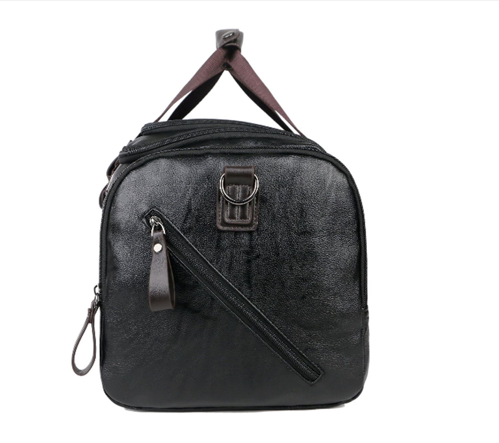 US Men Large Leather Travel Gym Bag Weekend Overnight Duffle Bag Handbag Black