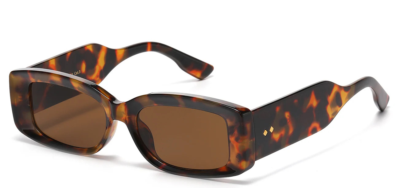 Women’s Designer Square Sunglasses Tortoise Shell Frame Brown Lens Tinted UV400