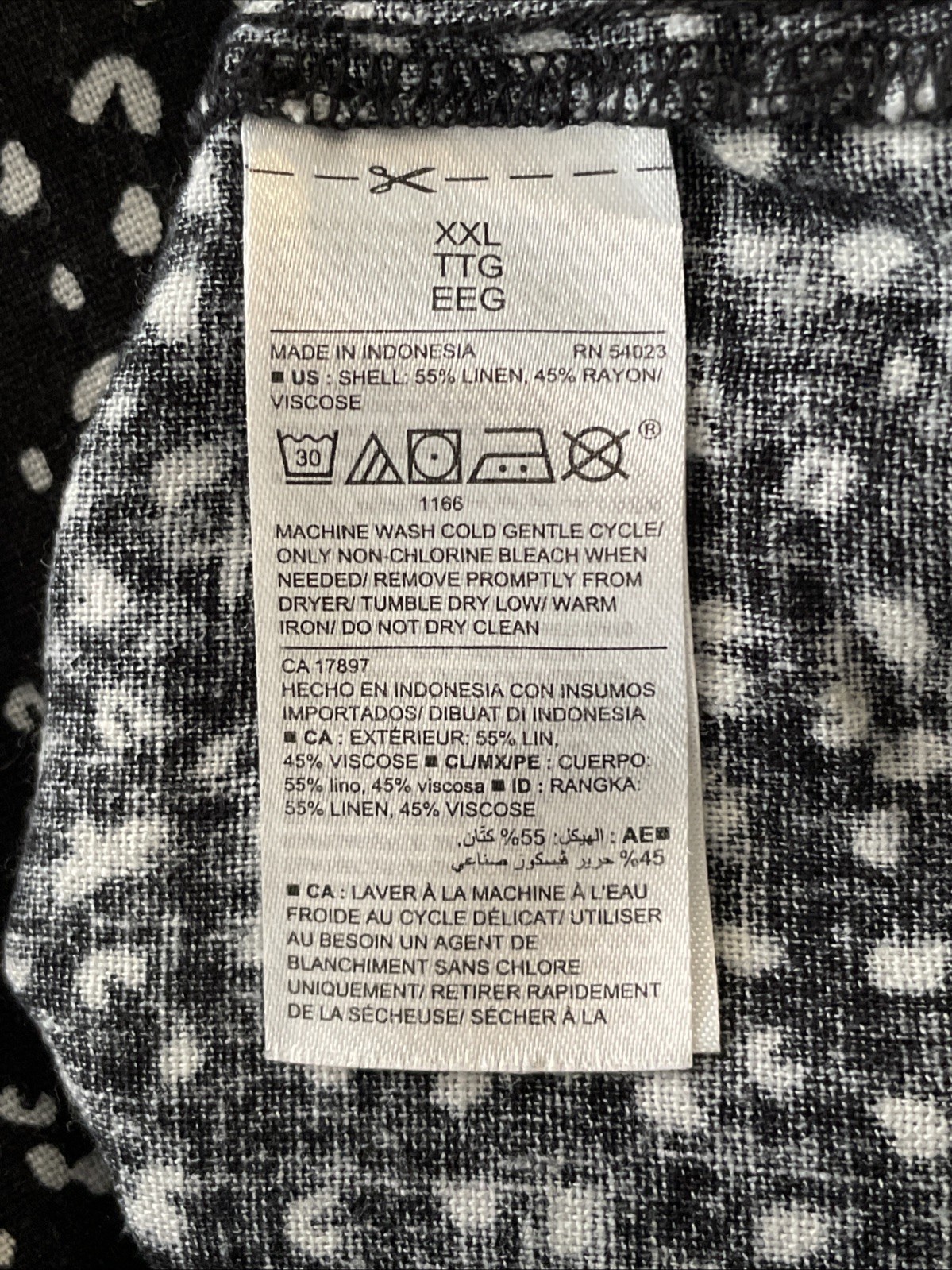 Old Navy Linen Dress Spaghetti Staps XXL Black Dot Pattern Knee Length