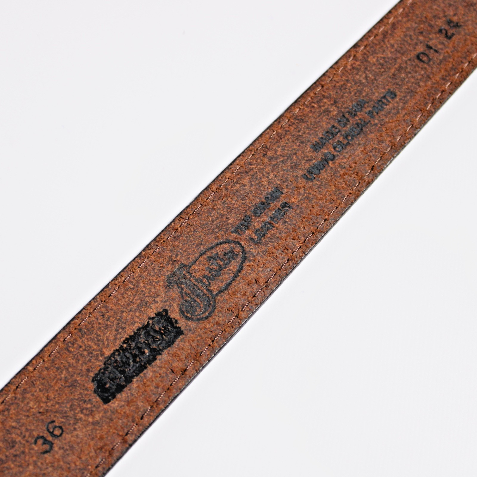 NWT Justin USA American Flag Brown Leather Western Belt Men Size 36 (45″ x 1.5″)