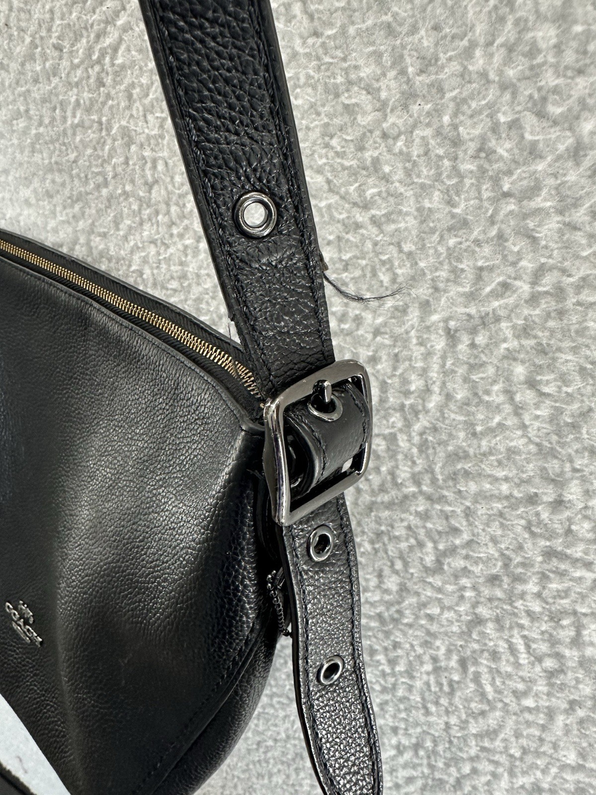 Coach Dufflette Leather Crossbody Bag Black Purse Strap Metallic 21377 Preowned