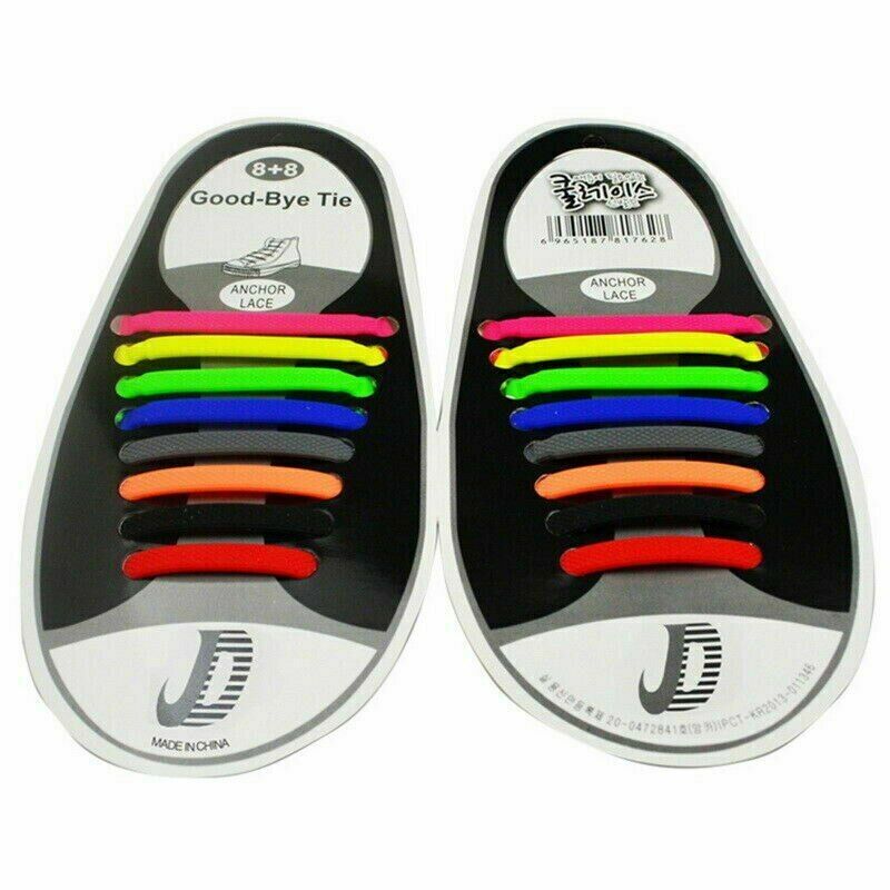 16Pcs Easy No Tie Shoelaces Elastic Silicone Flat Lazy Shoe Lace Strings Adult