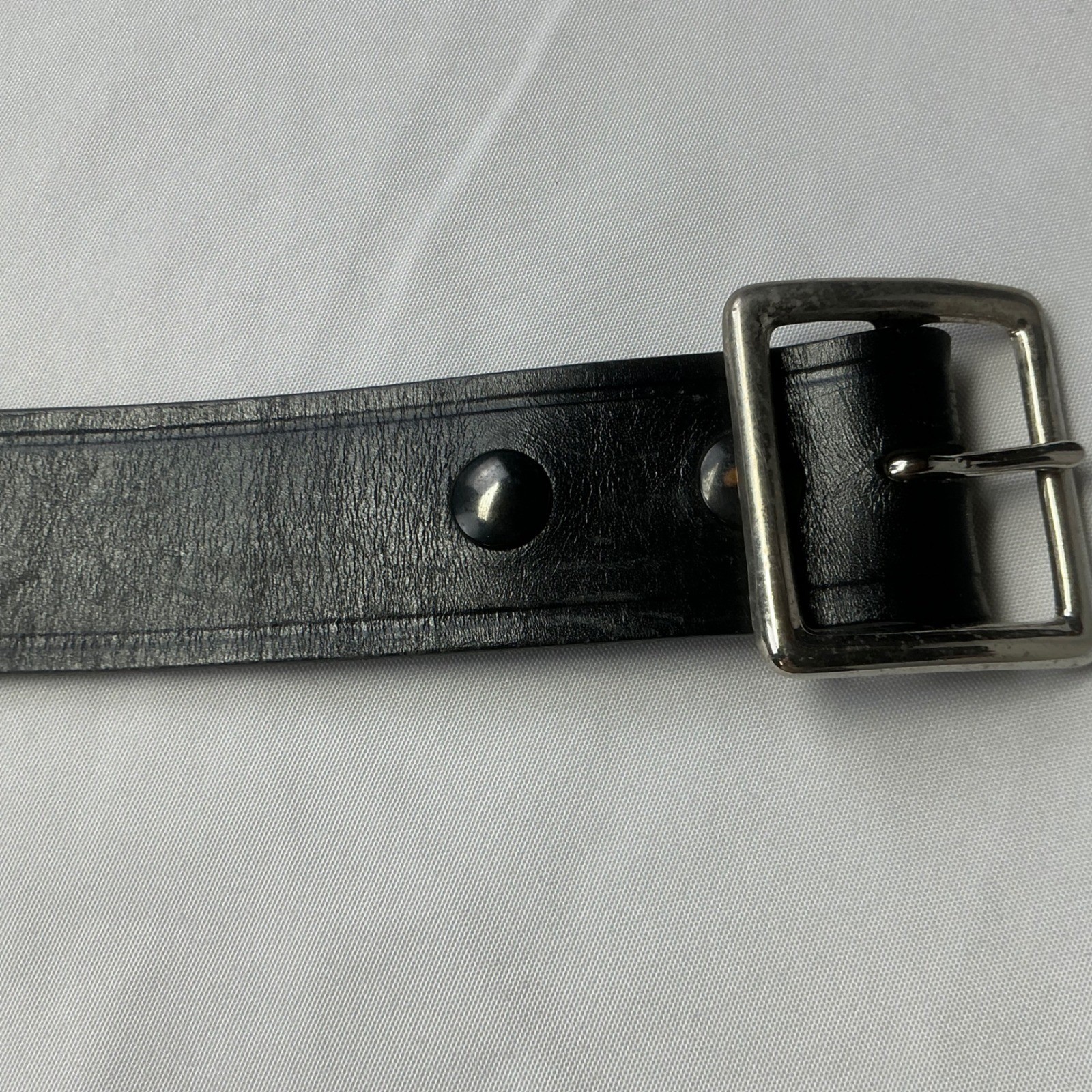 Goulds & Goodrich Black Leather Belt Silver Buckle Mens Size 42 107CM