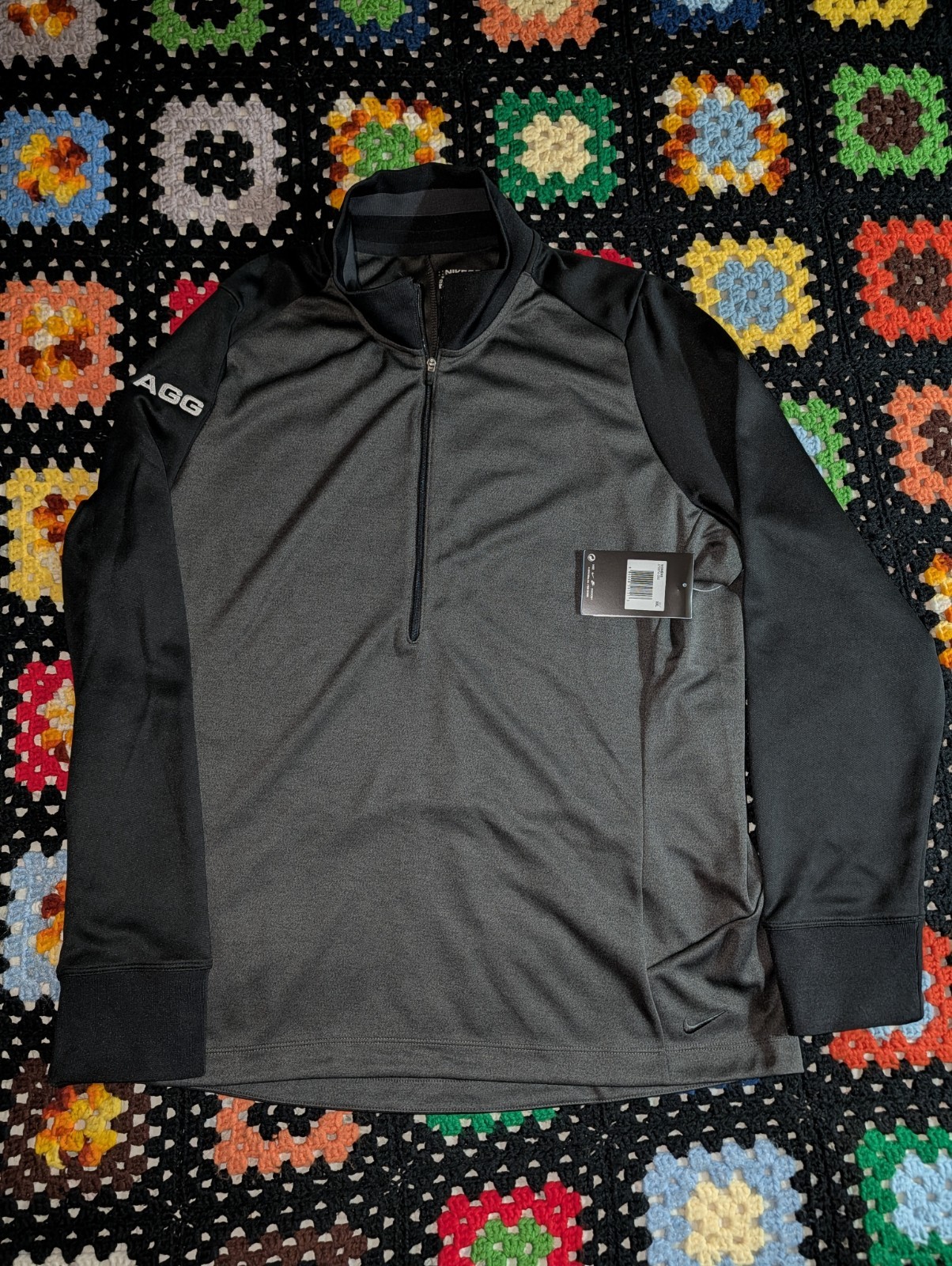 Nike Golf Jacket Women’s Gray Black 1/4 Zip Pullover Dri Fit Polyester Size 2XL