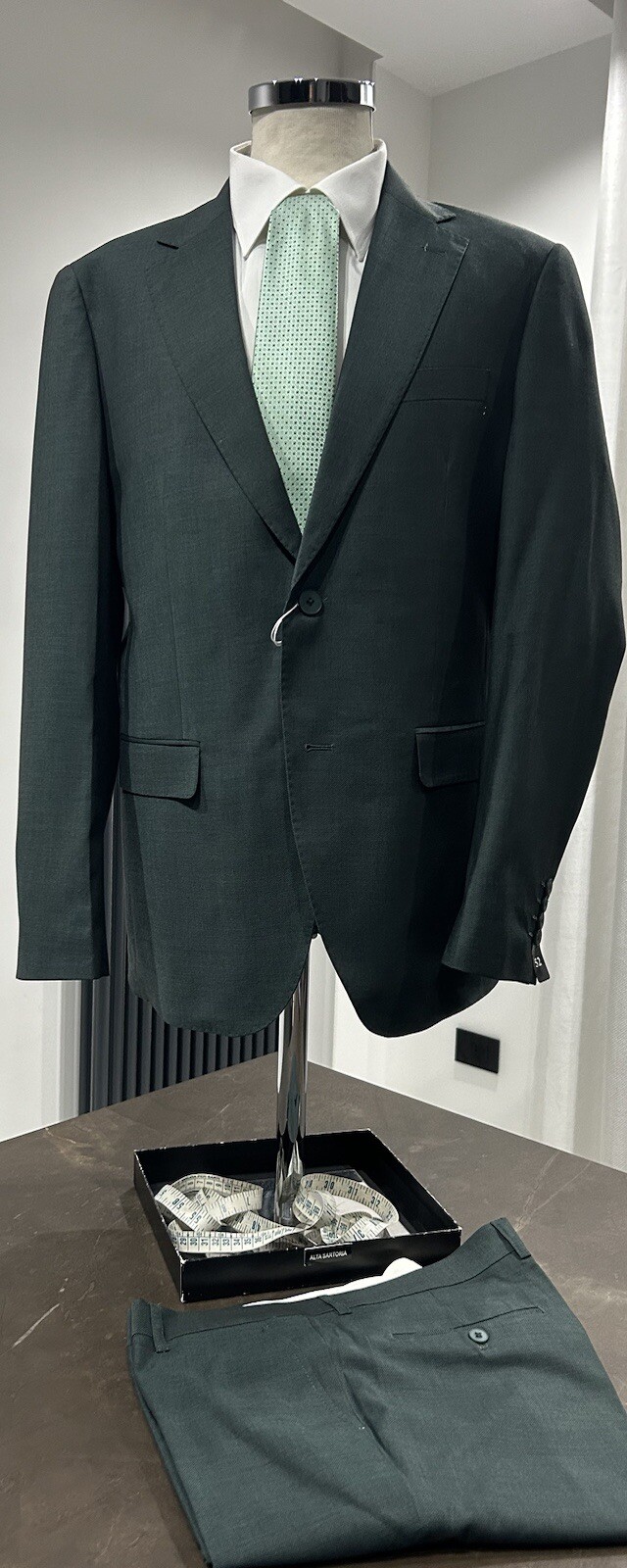 Men’s Tailored Dark Green Chicco Slim Fit Drop 7 Made In Italy Size 44 46