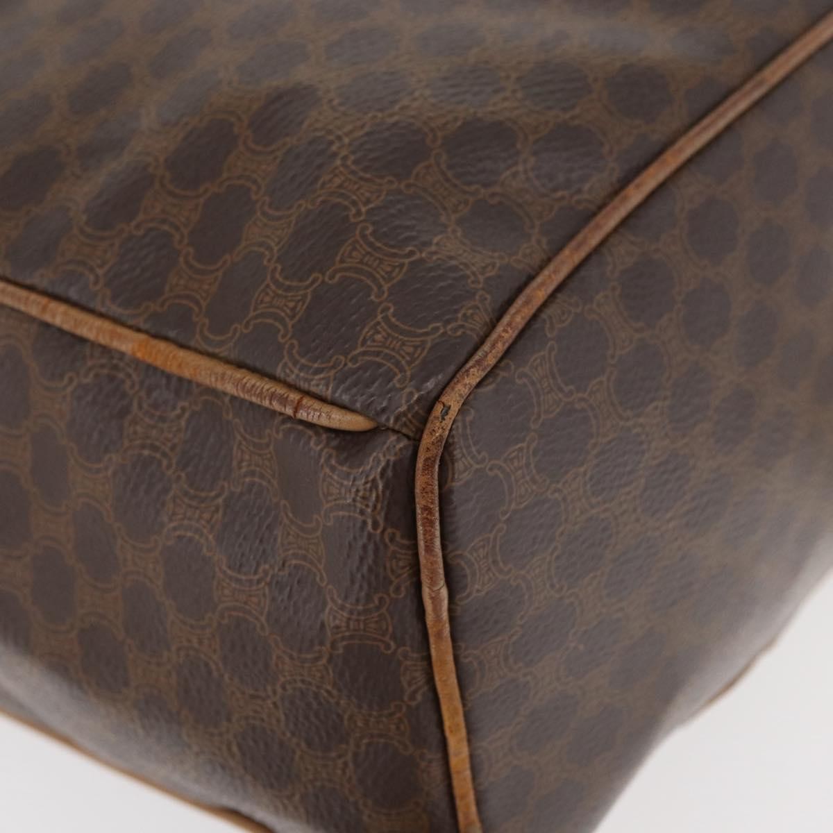 CELINE Macadam Canvas Backpack PVC Leather Brown Gold Auth bs35412