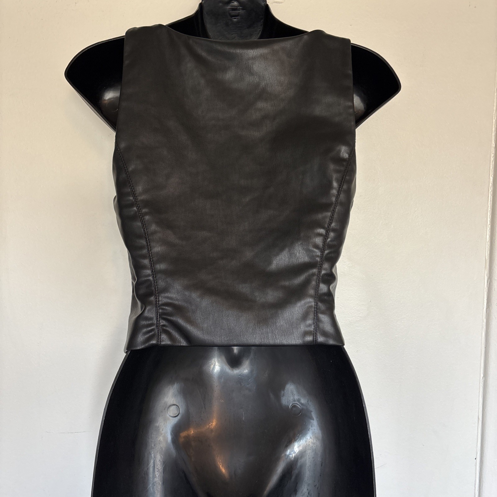 Zara FauxLeather Button-Front Corset Top XS Edgy Boho Outlaw Ren Fair Festival