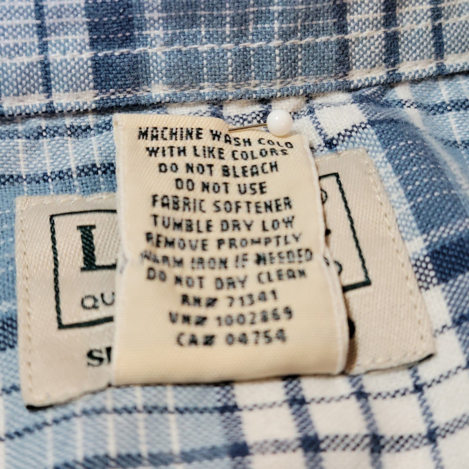 LL Bean Mens Slightly Fitted Short Sleeve Plaid Button Down Shirt Sz Large Blue