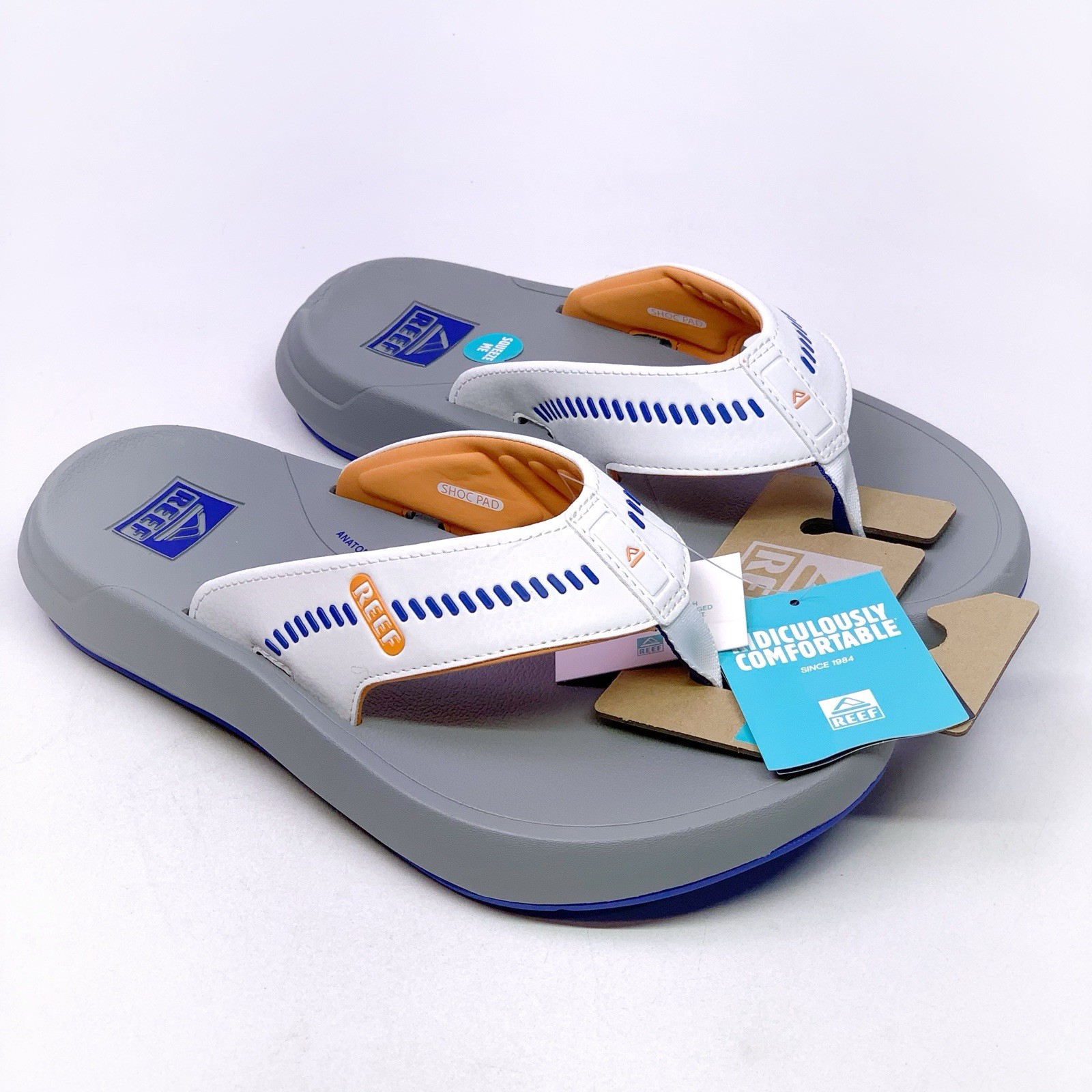 Reef Swellsole Cruiser Flip Flops Men’s Sizes Grey Orange White Blue NWT CJ5891