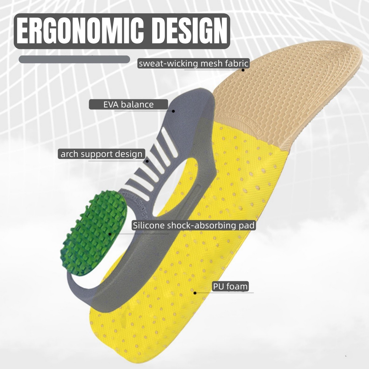 Orthotic Shoe Insoles Insert 1Pair Flat Feet High Arch Support Plantar Fasciitis