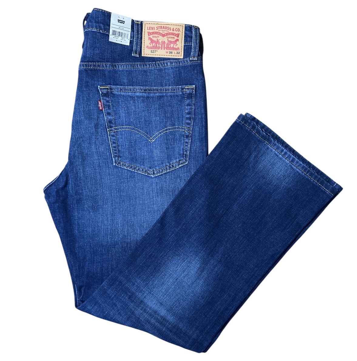 NWT Levi’s 527 Slim Bootcut Stretch Mens Jeans 38×32 Medium Wash Blue Denim
