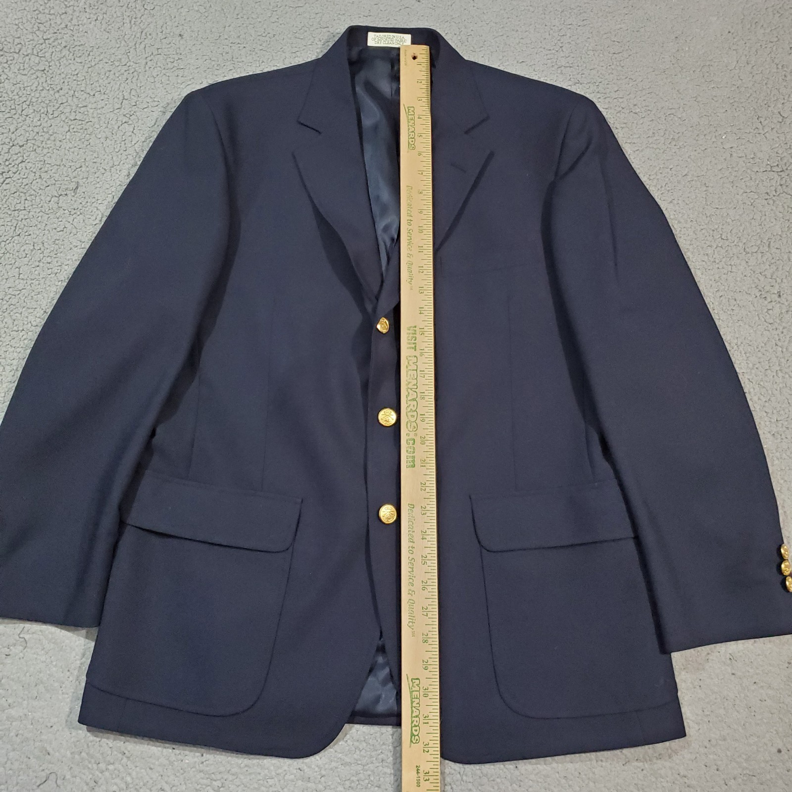 Orvis Blazer Sport Coat Jacket Mens 42R Blue Gold Buttons Worsted Wool Traveler