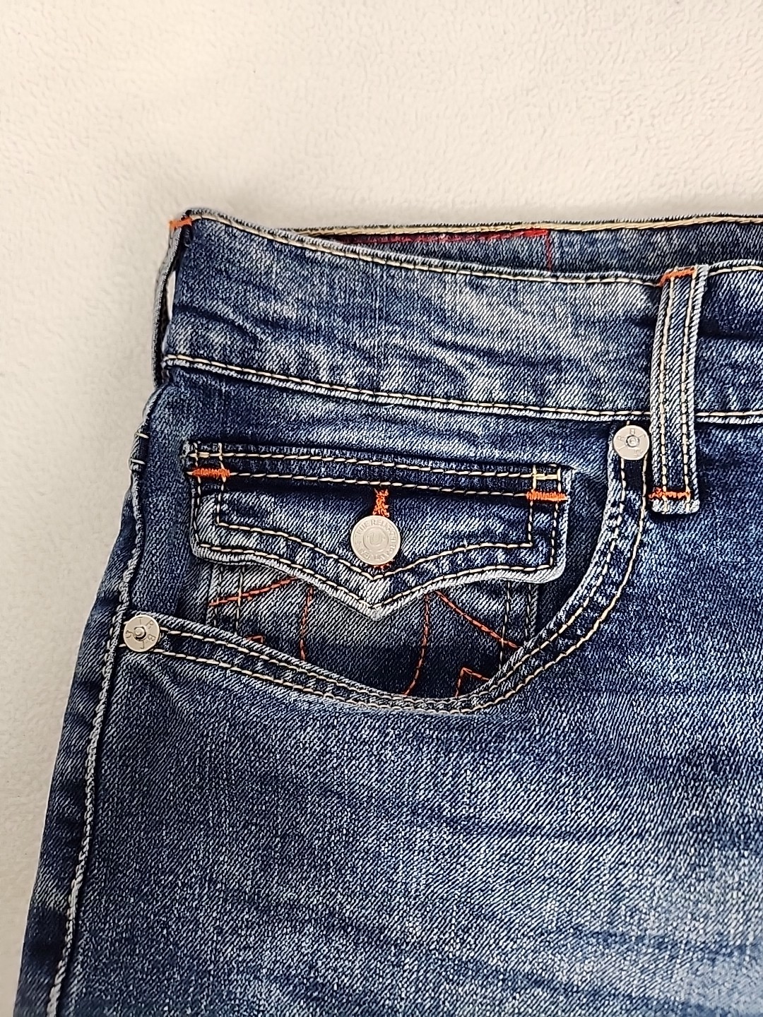 True Religion Geno Relaxed Slim Straight Leg Denim Jeans 33X32 Men’s Blue Flap