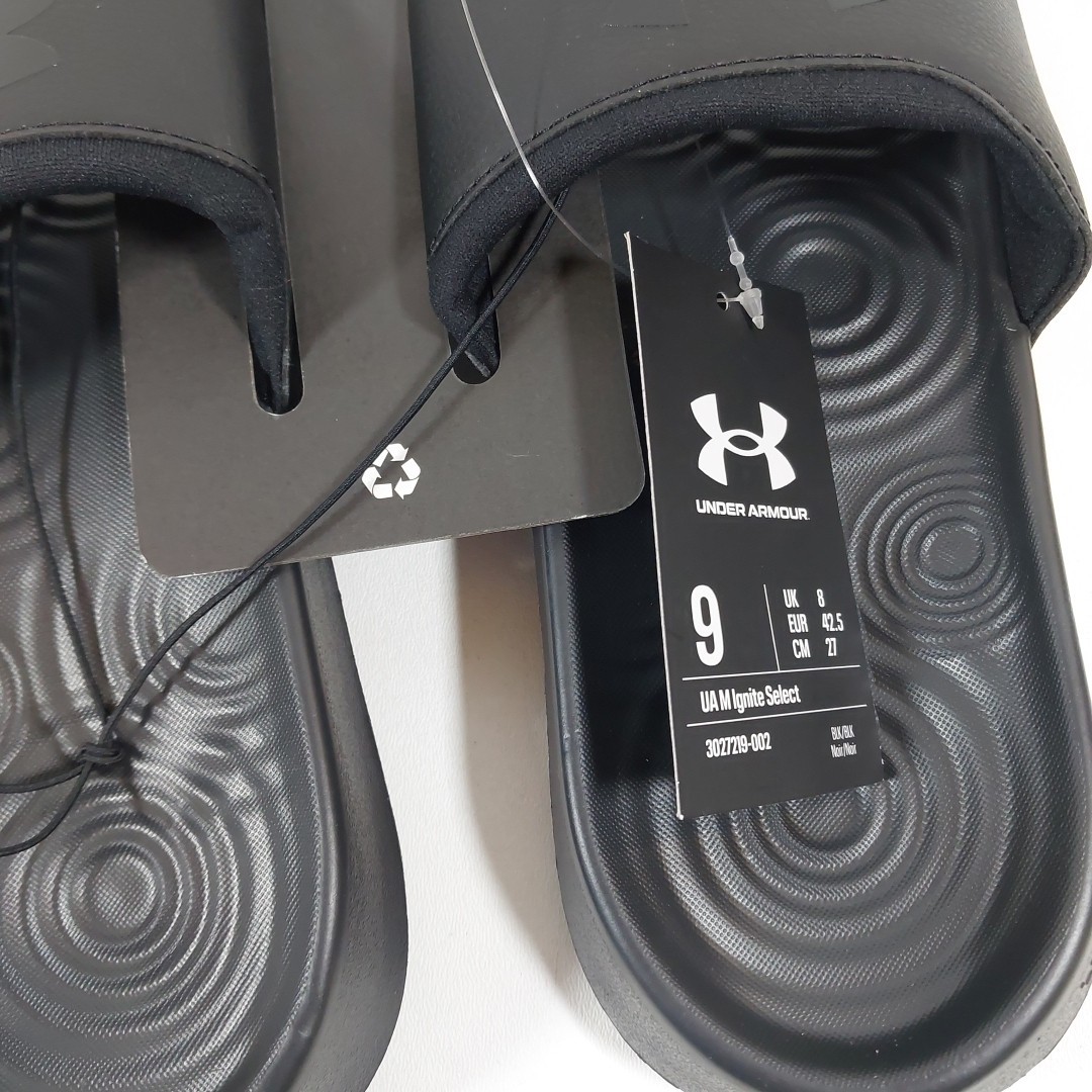 Under Armour Men’s UA Ignite Select Slides – Black / Black- Size 9 *NEW w/ Tag*