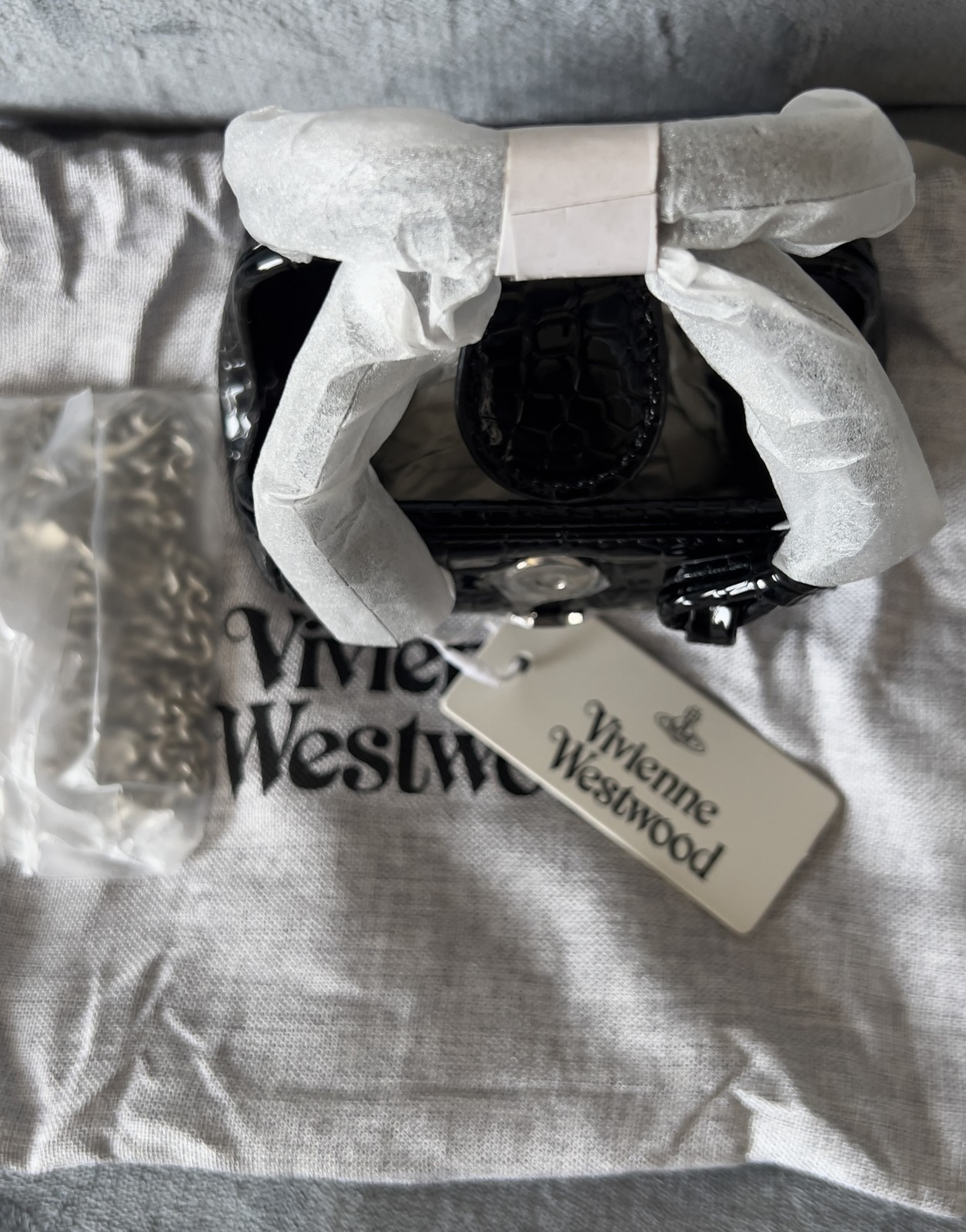 Vivienne Westwood Mini Croc Embossed Bag Black Handbag