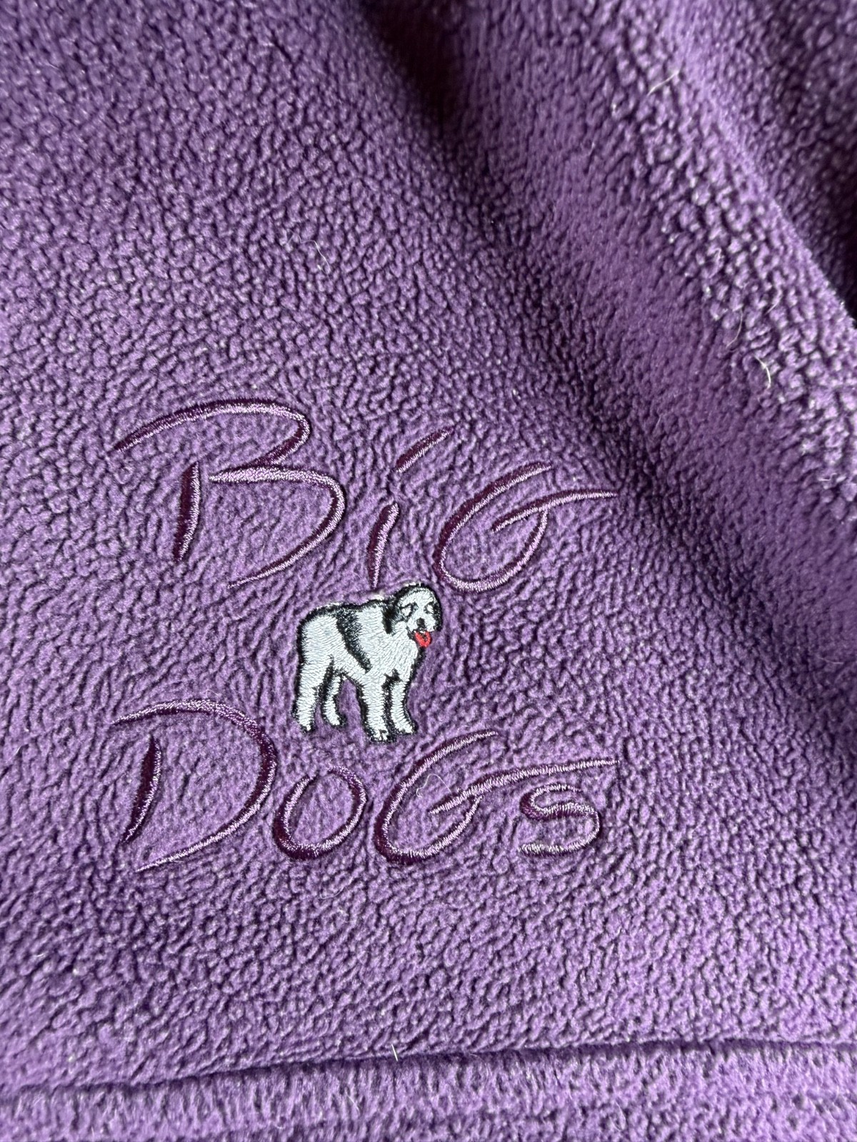 Big Dogs Men’s Fleece Pullover Medium Purple 1/4 Zip Embroidered Logo Retro