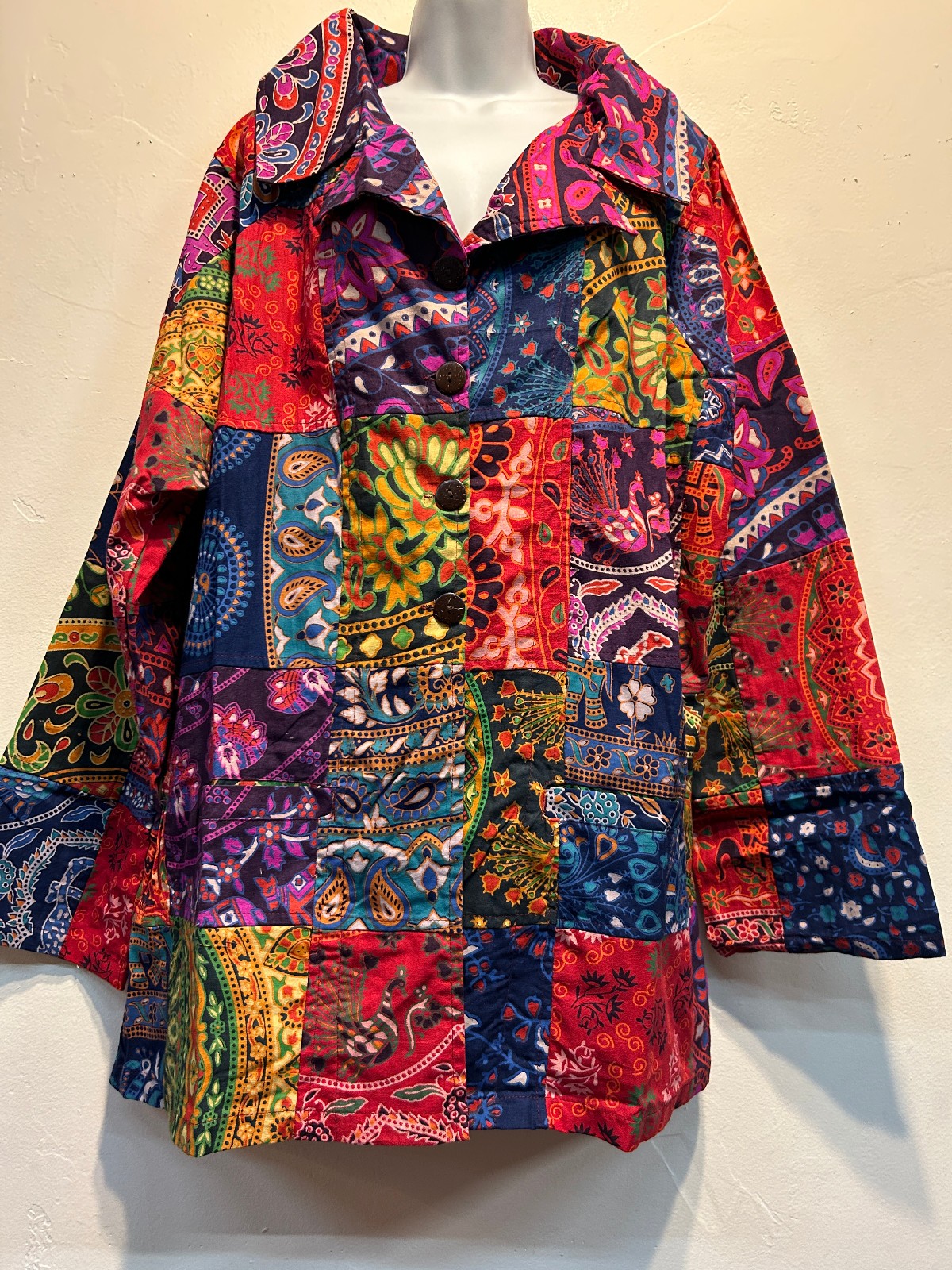 Nwt FUNKY STUFF patch hippie pocket cotton button TOP JACKET VVL 2X Free shipp