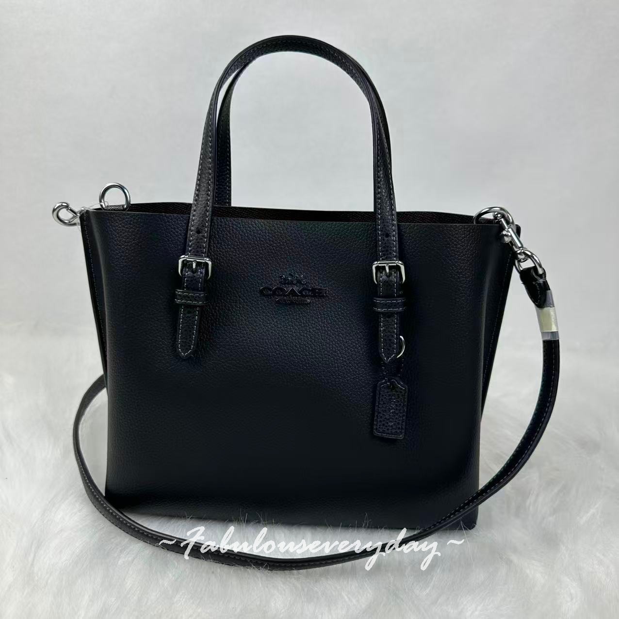 Coach Mollie Tote Bag 25 Crossbody In Leather/Silver/Black CV966 NWT