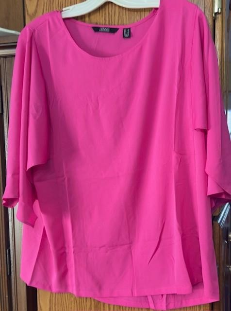 Dennis Basso Woven Scoop-Neck Top with Cape Sleeves Size L