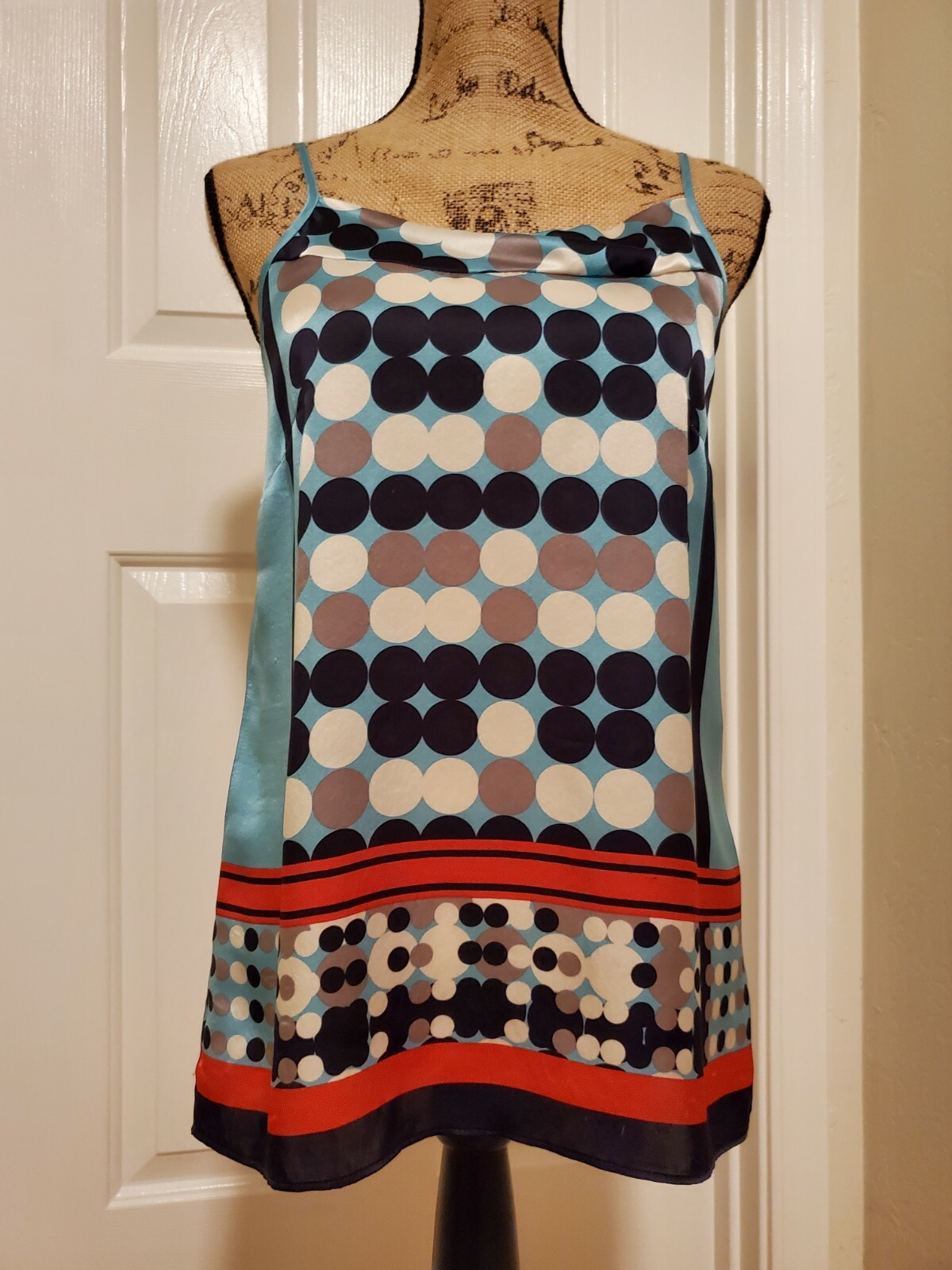 CAbi Women’s Size XS Bonjour Collection Spaghetti Strap Top 100% Silk